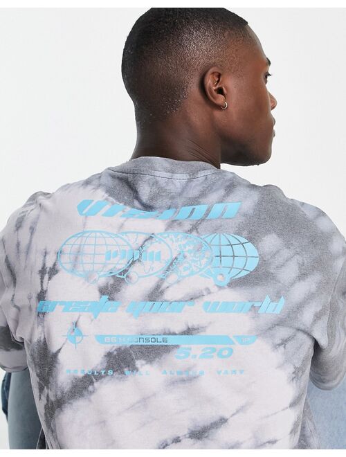 Jack & Jones Originals oversized t-shirt with visions back print in gray tie dye