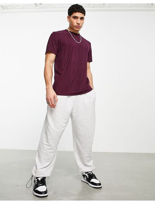 ASOS DESIGN t-shirt in chevron texture in purple