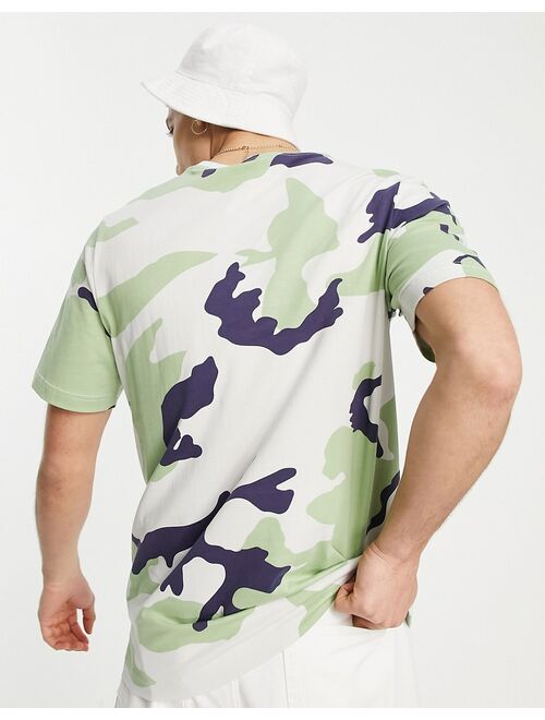 adidas Originals large logo T-shirt in magic lime camo