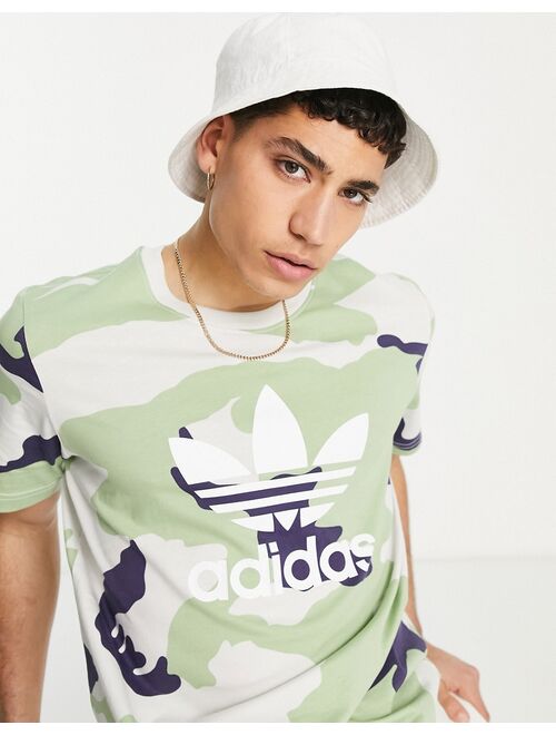 adidas Originals large logo T-shirt in magic lime camo