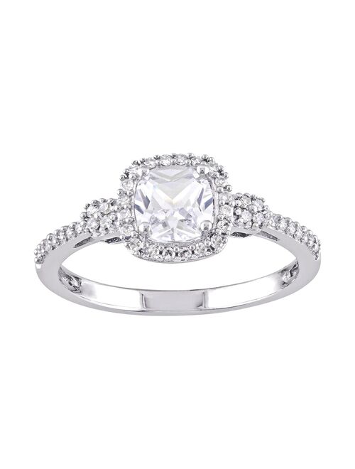 Stella Grace 10K White Gold Lab-Created White Sapphire & 1/6 Carat T.W. Diamond Ring