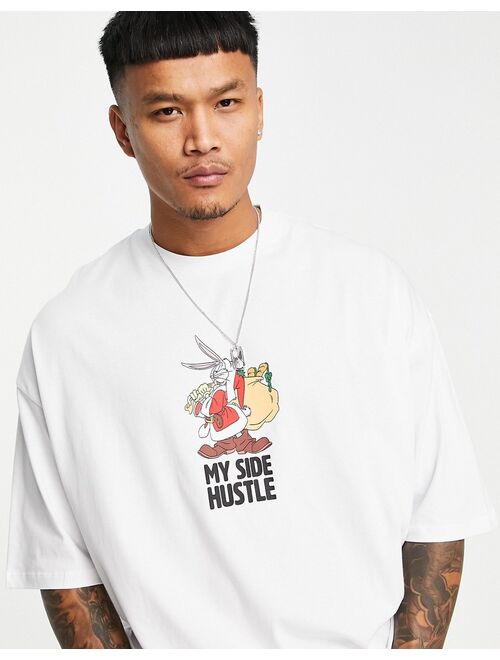 ASOS DESIGN oversized T-shirt with Bugs Bunny print in white