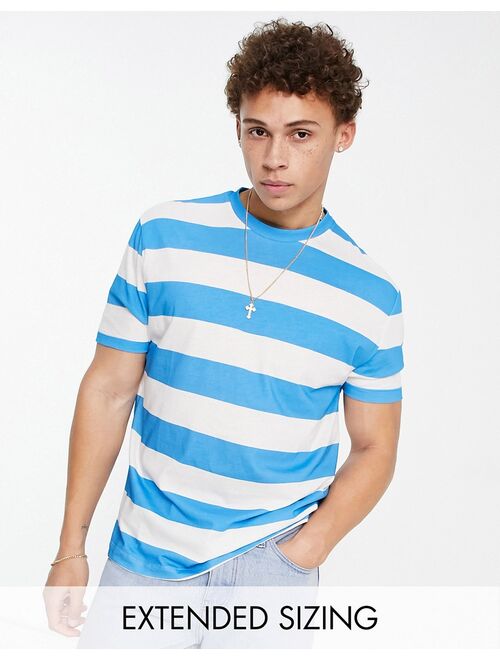 ASOS DESIGN relaxed stripe t-shirt in light blue & white