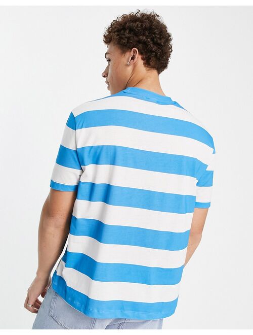 ASOS DESIGN relaxed stripe t-shirt in light blue & white