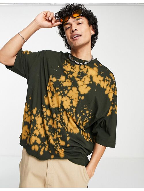 ASOS DESIGN oversized t-shirt in black and orange tie dye