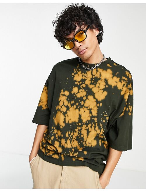 ASOS DESIGN oversized t-shirt in black and orange tie dye