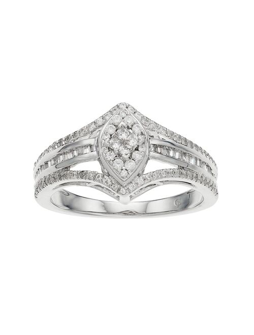 10k White Gold 1/2 Carat T.W. Diamond Marquise Ring