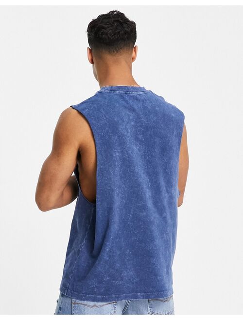 ASOS DESIGN heavyweight relaxed tank top in blue acid wash