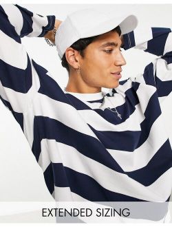 oversized long sleeve stripe T-shirt in navy and white