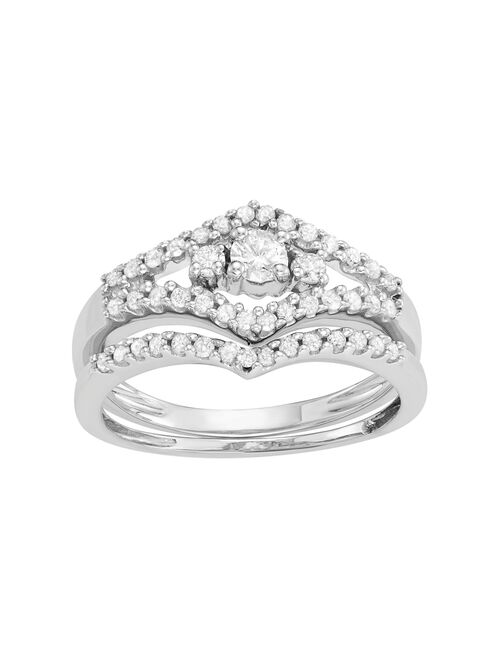 10k White Gold 1/2 Carat T.W. Diamond Engagement Ring Set