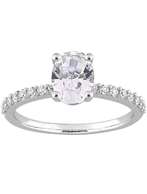 Stella Grace 10k White Gold Lab-Created White Sapphire Oval-Cut Engagement Ring