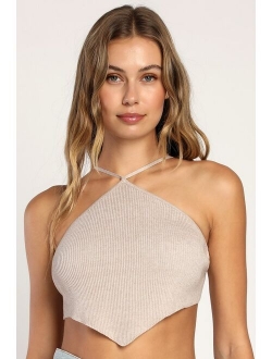 Always Ready To Party Purple Ribbed Halter Handkerchief Crop Top