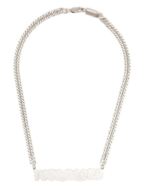 VETEMENTS gothic logo-plaque curb chain necklace