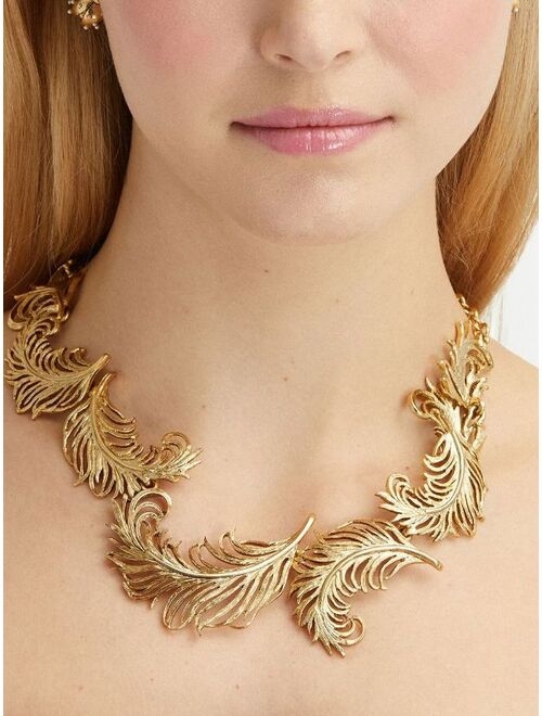 Oscar de la Renta feather chain necklace