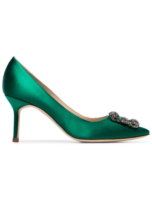 Manolo Blahnik Hangisi 70mm appliqué satin pumps