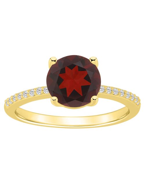 Alyson Layne 14k Gold Round Garnet & 1/10 Carat T.W. Diamond Ring