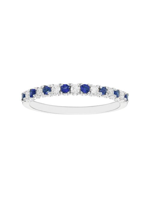 14k White Gold 1/8 Carat T.W. Diamond & Sapphire Stack Ring