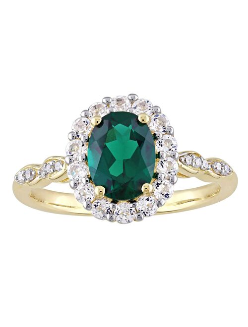 Stella Grace 14k Gold Lab-Created Emerald, White Topaz and Diamond Accent Vintage Ring