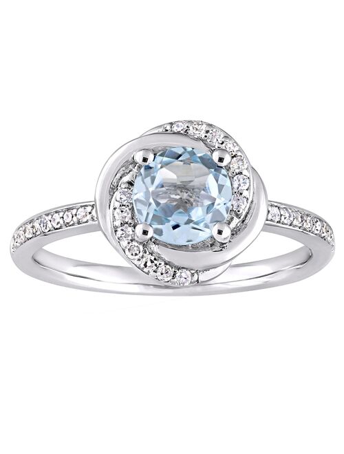 Stella Grace 10k White Gold 1/6 Carat T.W. Diamond & Sky Blue Topaz Spiral Ring