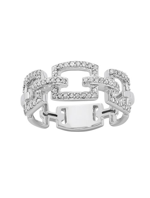 10k White Gold 1/3 Carat T.W. Diamond Large Link Ring