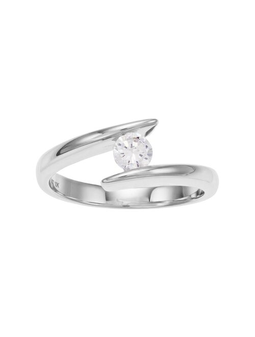 10k White Gold 1/3 Carat T.W. Diamond Open Solitaire Ring