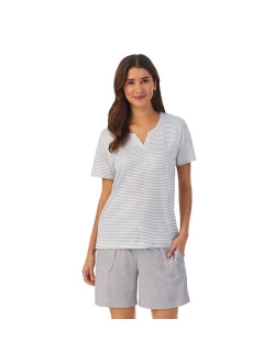 Far-Infrared Enhance Short Sleeve Pajama Top & Pajama Shorts Sleep Set