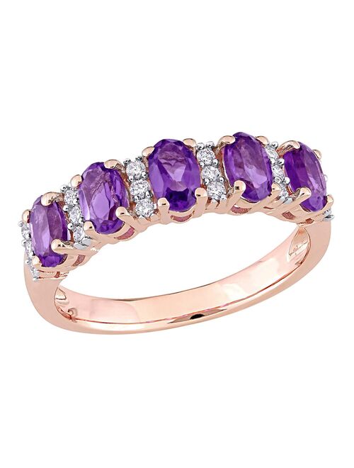 Stella Grace 14K Rose Gold Amethyst & 1/6 Carat T.W. Diamond Ring