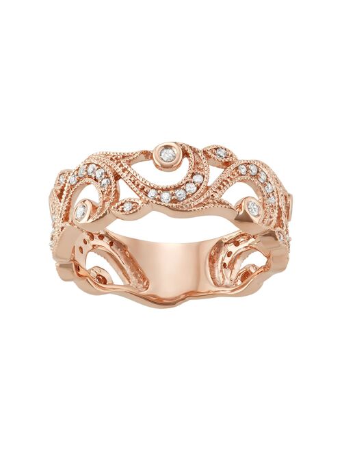 10k Rose Gold 1/4 Carat T.W. Diamond Filigree Ring