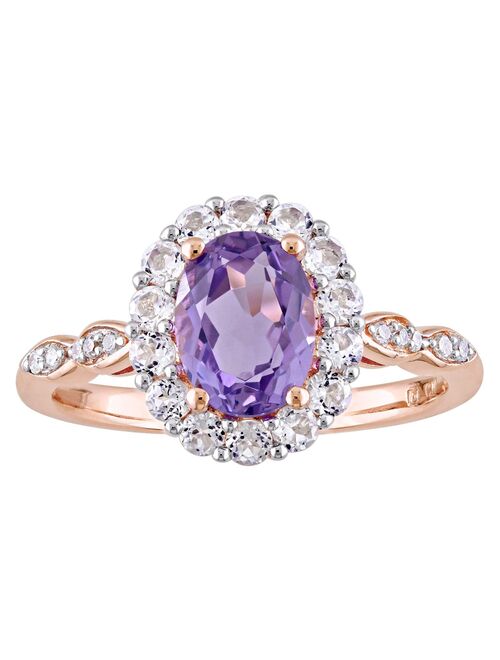 Stella Grace 14k Rose Gold Amethyst, White Topaz & Diamond Accent Vintage Ring