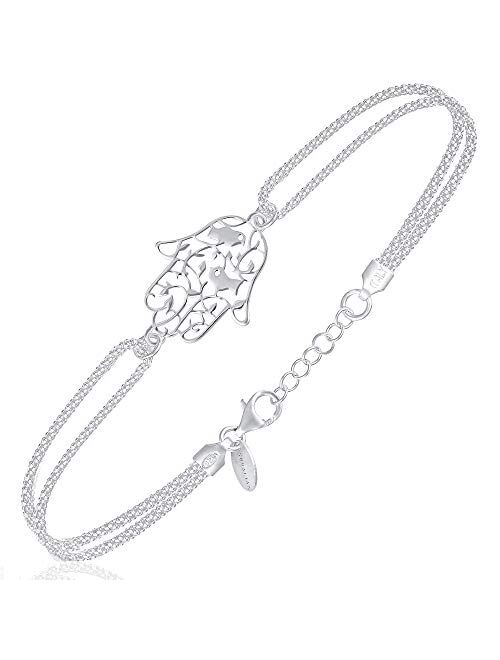 Subalian Infinity Sterling Silver Bracelet for Women - Italian Made with Gift Box | 7 Inch Adjustable 925 Bracelets For Womens Mother Sister Girlfriend Ladies | Forever E