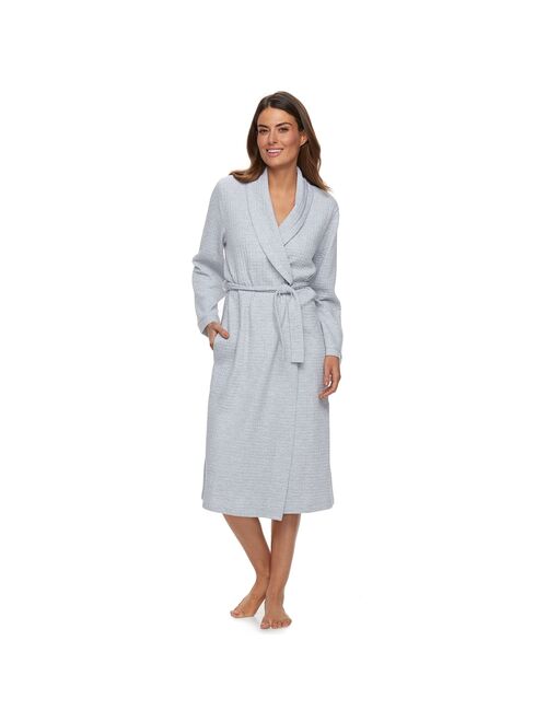 Women's Croft & Barrow® Waffle-Knit Long Shawl-Collar Robe