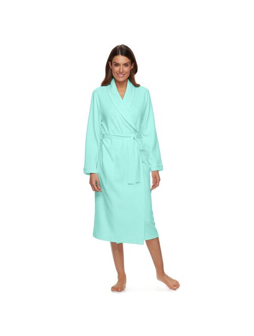 Women's Croft & Barrow® Waffle-Knit Long Shawl-Collar Robe