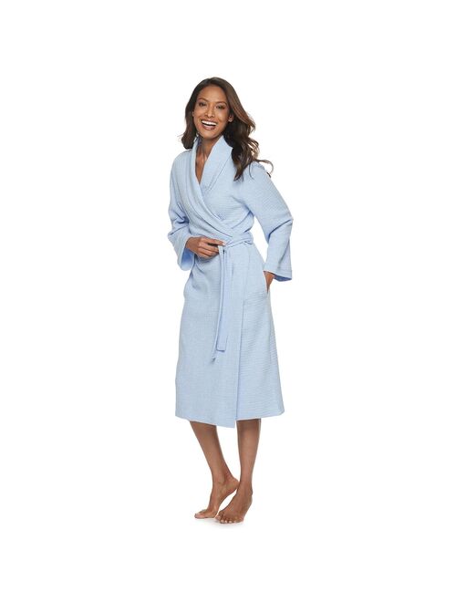 Women's Croft & Barrow® Waffle-Knit Long Shawl-Collar Robe