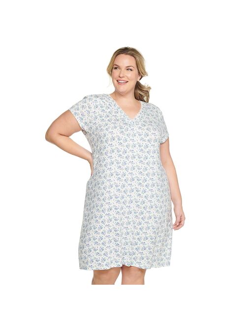 Plus Size Croft & Barrow® Short Sleeve V-Neck Nightgown