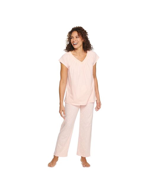 Women's Croft & Barrow® Short Sleeve Pajama Top & Pajama Pants Cotton Sleep Set