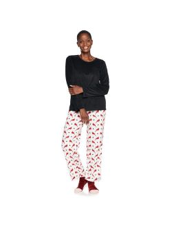 Velour Long Sleeve Pajama Top & Pajama Pants Set