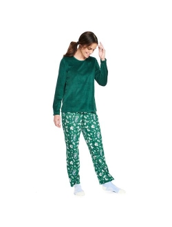 Velour Long Sleeve Pajama Top & Pajama Pants Set