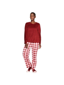 Velour Long Sleeve Pajama Top & Pajama Pants Set