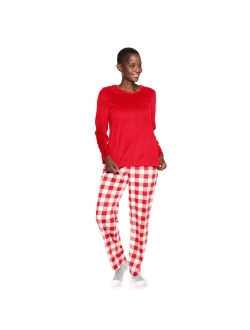 Velour Long Sleeve Pajama Top & Pajama Pants Set