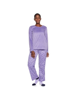 Velour Long Sleeve Pajama Top & Pajama Pants Set