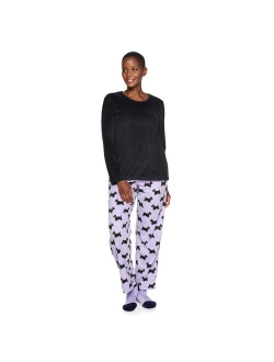 Velour Long Sleeve Pajama Top & Pajama Pants Set