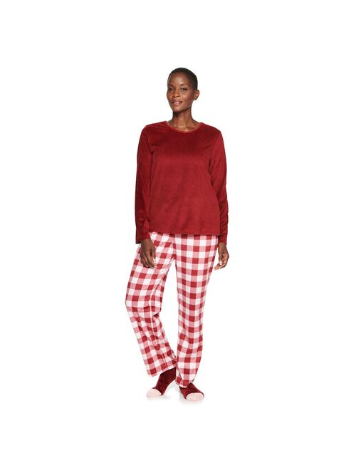 Women's Croft & Barrow® Velour Long Sleeve Pajama Top & Pajama Pants Set