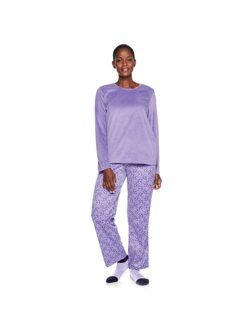 Women's Croft & Barrow® Velour Long Sleeve Pajama Top & Pajama Pants Set