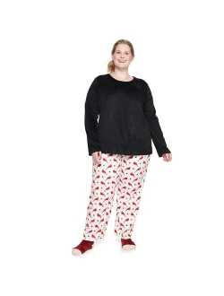 Plus Size Croft & Barrow Velour Long Sleeve Pajama Top & Pajama Pants Set