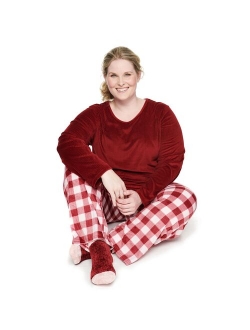 Plus Size Croft & Barrow Velour Long Sleeve Pajama Top & Pajama Pants Set