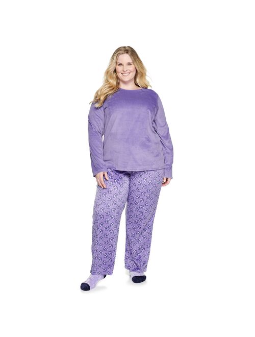 Plus Size Croft & Barrow® Velour Long Sleeve Pajama Top & Pajama Pants Set