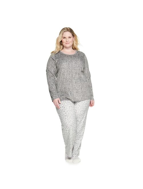 Plus Size Croft & Barrow® Velour Long Sleeve Pajama Top & Pajama Pants Set