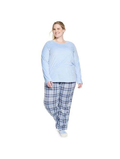 Plus Size Croft & Barrow® Velour Long Sleeve Pajama Top & Pajama Pants Set