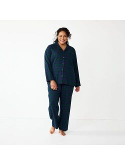 Plus Size Croft & Barrow Flannel Long Sleeve Pajama Shirt & Pajama Pants Set