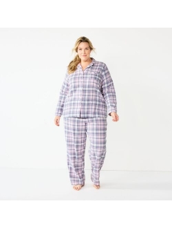 Plus Size Croft & Barrow Flannel Long Sleeve Pajama Shirt & Pajama Pants Set